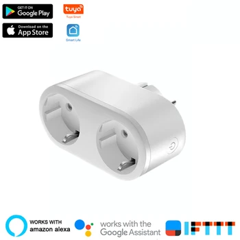 2 In 1 Tuya Smart Pistik WiFi Socket EL Võimsus 16A Ajastamise Funktsiooni Kaugjuhtimispuldi Kodutehnika Pistik Töötab Alexa Google Kodu