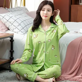 2021 Uus Kevad Puuvillane Pidžaama Naiste Komplekt pidžaamad daamid Sleepwear Pidžaamad sobiks Naine Mujer Pijama Nightwear
