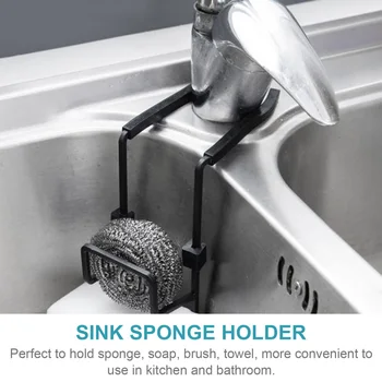 1tk Kraanikauss Ladustamise Rack Sponge Omanik Praktiline Kraanikauss Korraldaja (Must)