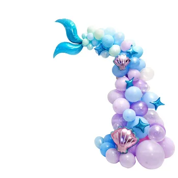 Merineitsi Saba Õhupalli Kett Teema Sobiks lapse Sünnipäeva Stseen Paigutus Partei Asjade Kaunistamiseks Beebi Näita õhupallid