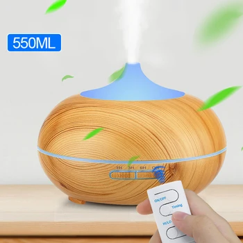 550ml remote controel ectric niisutaja ultraheli õhu niisutaja l USB aroomi õli hajuti puit aroomiteraapia udu tegija kodu