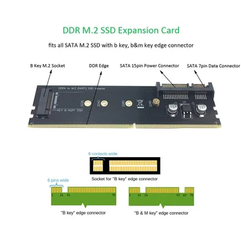 DDR4 M. 2 SSD Adapter Ärkaja Kaardi SATA 15 Pin Toide 7 Pin Andmed Sadama DDR4 Mälu, et NGFF SSD Adapter