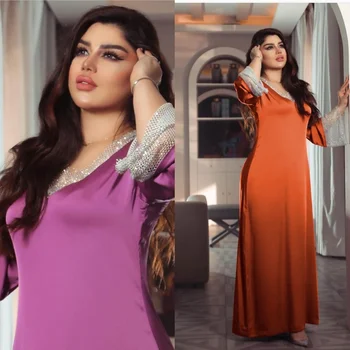 Abaya Dubai Moslemi Türgi Lähis-Ida Kleit Naistele 2021 Mood Pikad Varrukad Satiin Lady Vetement Longue Rüü Islami Riided