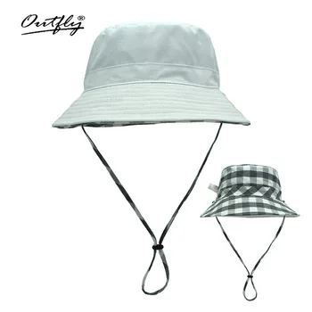 Uus puuvillane kahepoolne vanema-lapse kalamees müts summer mugav sun-ekraani müts võre päikesevarju müts