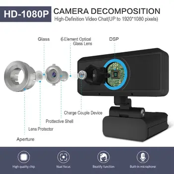 1080P 5MP Veebikaamera, Sisseehitatud Mikrofon Auto Focus High-end Videokõne Arvuti