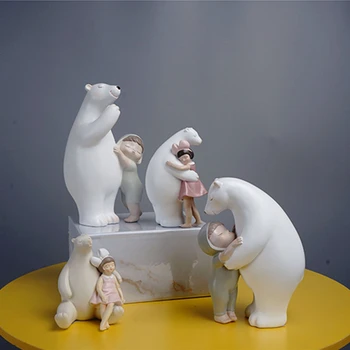 NORTHEUINS Vaik jääkaru Kallistamine Armas Beebi Skulptuur Loomade Kuju Töölaua Kaunistus Suveniirid Interjööri Kaasaegse Decor