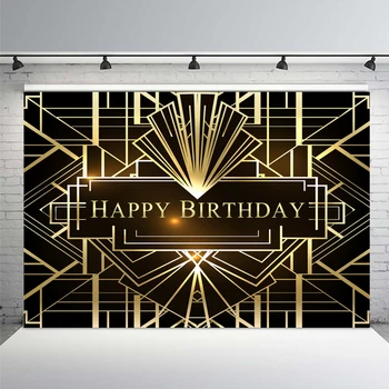 Custom Täiskasvanute Sünnipäeva Taustaks Must Kuldne Suur Gatsby Banner Maitsekas Foto Taust Seina Setter Plakat Teenetemärgi
