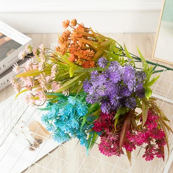 5 kahvlid raha chrysanthemum plastikust kunstlikku lille kodus laua kaunistused pulmapidu taust seina kaunistamiseks taimed
