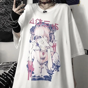 Gooti T-särk Naiste 2021 Liiga Harajuku Vintage Top Naiste Suve Riided Esteetiline Anime Prindi Tee Särk Ülegabariidiliste