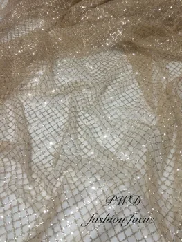 Glitter Litrid Materjali Kuld Tasaarvelduse Pits Silma Tülli Aafrika Kangast Nigeeria Pulm Kleit