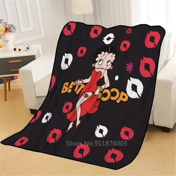 Hot Müük Lapp Tekk Betty Boop Cartoon Disain Viska Tekk Soe Microfiber Tekk Reisi Diivan Kate Viska Kingitusi