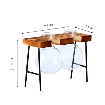 Loominguline Klaasist Vaas Pudel Hüdropooniline Taim Läbipaistev Vaas Puidust Raam Kohvikus Tuba Decor Laud Laua Kaunistamine Vaas