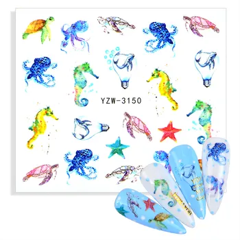 1tk Suve Vee Üleandmise Nail Art Kleebised Ookeani Animal, Cartoon Merineitsi Liugurid Meritäht 