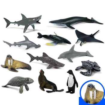 12tk Simulatsiooni Mini Mereloomade Hiiglane Hamba Killer Whale Shark Blue Whale Shark Pingviin Dolphin Mudel Mänguasi
