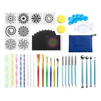 47pcs/set Mandala Dotting Vahendid Maali Šabloonid DIY Kivi Reljeef Starter Joonistus Pliiatsiga Pliiatsid Art Kit
