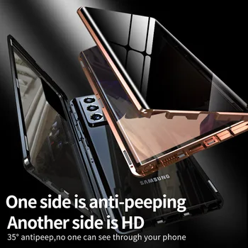 Anti Peeping Eraelu Puutumatuse Topelt Pool Klaasi Juhtudel Samsung Galaxy Märkus 20 Ultra Kate Metallist Magnet Coque Samsung Lisa 20