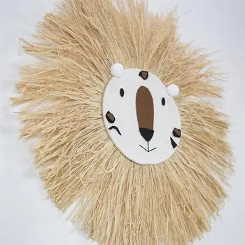 Käsitsi Kootud Cartoon Lõvi Rippuvad Dekoratsioonid Puuvillast Lõnga Kudumine Looma Pea Ornament Lapsed Toas Seina Riputamise