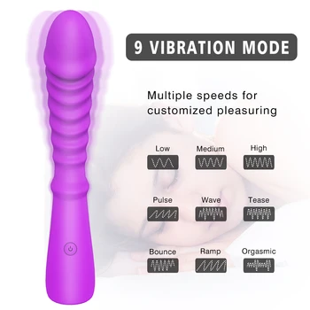 Naine Vibraator Dildo G-spot Stimulatsiooni Magic Wand Vibraator Tupe ja Kliitori Massager Masturbatsioon 9 Frequency Electric Sugu Mänguasjad