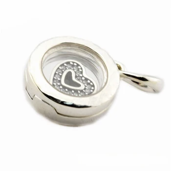 Väikesed Ujuvad Medaljon Allkiri Ring, Ripats Selge CZ Südames, on Petite Hõbe Võlusid Naiste Käevõru Hõbe 925 Ehted Tegemine
