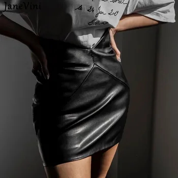 JaneVini Seksikas Nahk PU Lühike Seelik Naiste Kõrge Vöökoht Pliiats Seelik Bodycon Streetwear 2021 Kevad Sügis Daam Valge Mini Seelikud