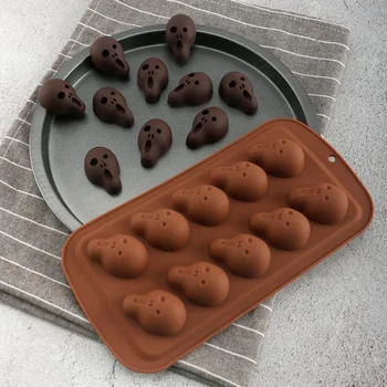 Uus Silikoon Šokolaadi Hallitus Kõrvits Kolju kuju 3D DIY Korduvkasutatavad Kook Tools, Non-stick Jelly ja Kommi Köök Küpsetamine Tarvikud
