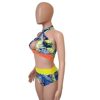 S-XL Naiste Kõrge Waisted Side Bikini Set, Wrap Kaks Tööd Push Up Ujumistrikood