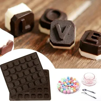 26 inglise tähed šokolaadi silikoon hallituse candy ice cube hallituse saia seep hallituse fondant kook DIY köök küpsetamine tool #25