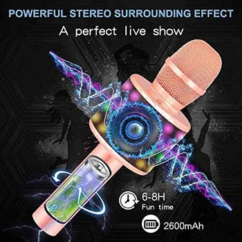 Traadita Mikrofon, Poiss Karaoke Mikrofon Bluetooth-Kaasaskantav Recorder-Mängija, Värviline LED Tuled Mikrofon