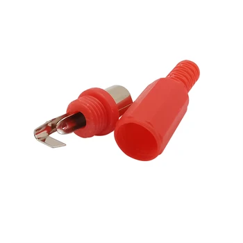 4tk/palju Punane Plastikust Käepide RCA Male / Female Keevitatavad Juhtmestik Adapter Plug Jack Audio-Video Ühenduspesa