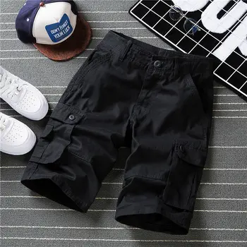 Õhukesed suve püksid kulumiskindel multi-tasku casual spordi püksid meeste lahtised sirged mood meeste cargo püksid põlve pikkus