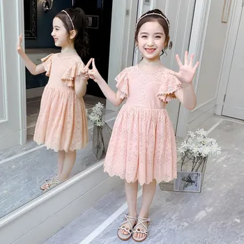 Tüdrukud Dress Suvel 2021 Uued Lühikesed Varrukad Tüdruk Pits Printsess Kleit Sünnipäeva Kleit Elegantne
