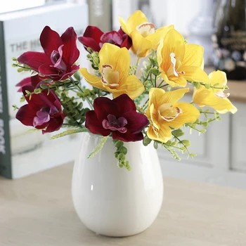 5 Heads Kunstlik Orhidee Õied Tõeline Touch Pärg Silk Flower Pulm Võltsitud Lille Kodu Kaunistamiseks ystävänpäivä Kingitus