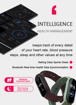 Smart Bänd Mehed Naised M5 Smart Watch Südame Löögisagedus, vererõhk Une Jälgida Pedometer Bluetooth-Ühendus IOS ja Android
