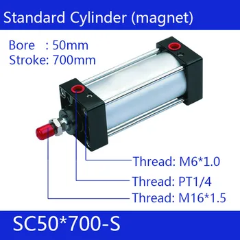 SC50*700-S Tasuta kohaletoimetamine Standard õhu silindrid ventiil 50mm läbimõõt 700mm insult ühe rod double acting pneumosilinder