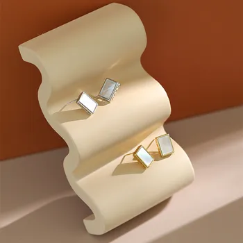Uus 925 sterling hõbe valge ristkülikukujuline shell kõrvarõngad naistele, mood kulla värvi earings pulmad kingitused ehted