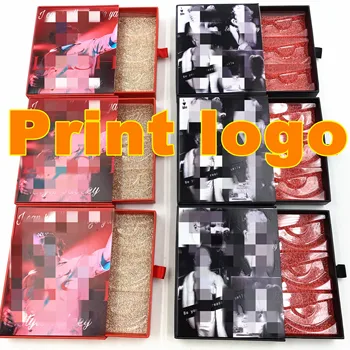 Hulgi-kolm paari ripsmete pakendi karp sokke kastid, pakendid kohandatud oma logo 25mm naaritsa ripsmed juhul lahtiselt tõmba kast