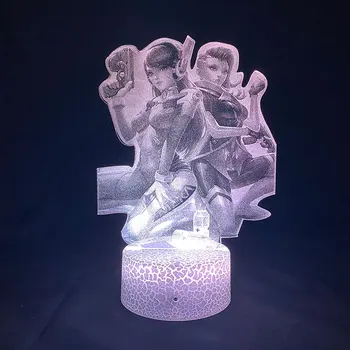 Mäng Fännid Overwatch D. Va 3D Pilt Lamp Touch Sensor Magamistuba Decor Light Puhkus Esitada OW 3d Pilt Tuli Dva Öö Anime