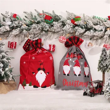 Navidad 2021 Jõulud Decor Kodus Metsa Näota Mees Pingutusnöör Teenetemärgi Ladustamise Kott Santa Snowman Kommi Kott Noel