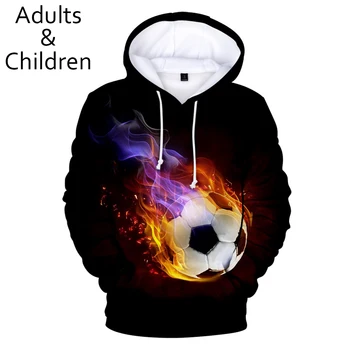 3D jalgpall jalgpall Hupparit Meeste ja Naiste Pusad Uus Mood Vabaaja Lapsed Topp Sobib 3D poisid tüdrukud Kapuutsiga casual pulloverid