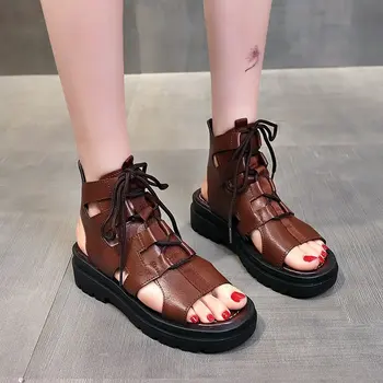 Naiste Sandaalid 2021 Rooma Sandaalid Elegantne Vabaaja Kingad Naistele Pehme veekindel Platvorm Mood Gladiaator Sandaalid Naistele
