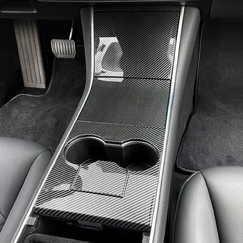 Näiteks Tesla Model Y 3 Model3 2020 tarvikud ABS süsinikkiu Car Center Console Kate sisekujundus Jaoks Tesla Model Y Kolm