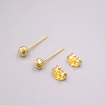 Tõeline Reaalne 18K Kuld Väike 4mm Kuuli Kõrvarõngad Tempel Au750 (Kollane ja Valge Kuld on saadaval)