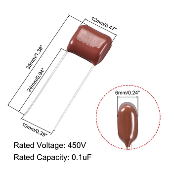 Uxcell CBB21 450V Metalliseeritud Polüpropüleenkile Elektrikondensaatorid, kasutamiseks Vooluringi säästulamp 450V on 0,1 uF 30pcs