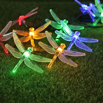 Päikese String Tuled LED Väljas Veekindel Hubisev Putukate Dragonfly Rippuvad Päikese Laterna Lamp 5/6.5 m Terrass, Aed Hoovis
