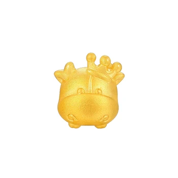 Puhas 24K Kollane Kuld Käevõru Naistele 3D 999 Gold Crown Lehm Käevõru