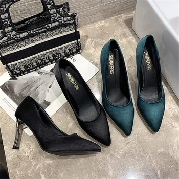 Naiste kingad sügisel 2021 uus seksikas etikett töö kingad stiletto pikad madalas suu ühe kingad lihtne kõrged kontsad