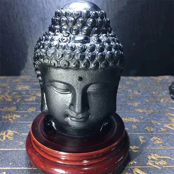 Looduslik Obsidian Crystal Buddha pea skulptuur kvarts kivi home decor fengshui kaunistused