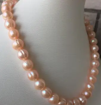 Elegantne 11-12mm barokk kulla roosa pärl kaelakee 18inch 14k