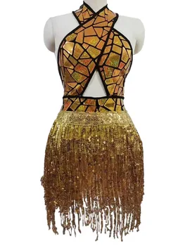 Särav Kuld Ja Hõbe Peeglid Läbipaistev Kostüüm Naiste Sexy Päitsed Sünnipäeva Tähistada Riided Festival Riided