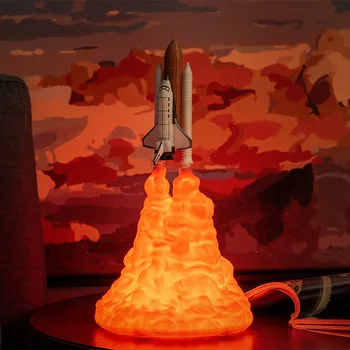 3D-printimine raketi valgus täiskuu valgus kosmosesüstik kerge smart home öö valguses uus kummaline tabel lamp sünnipäeva kingitus